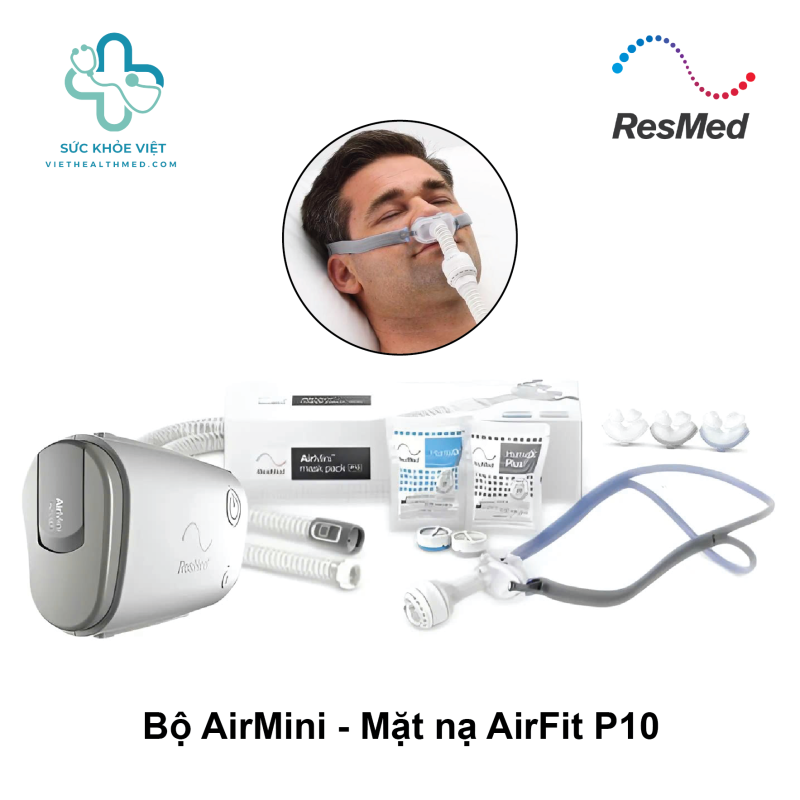 bo may tho resmed airmini mat na tho AirFit P10