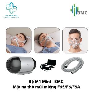 Bộ máy trợ thở BMC M1 Mini kết hợp mặt nạ CPAP F6S, F6 và F5A.