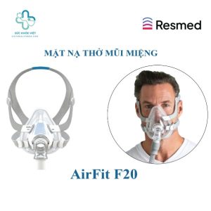 Máy Trợ Thở BMC M1 Mini Kèm Mặt Nạ Thở AirFit F20 10 Mặt nạ thở mũi miệng AirFit F20 cao cấp của ResMed tương thích linh hoạt với các dòng máy trợ thở điều trị ngưng thở khi ngủ.