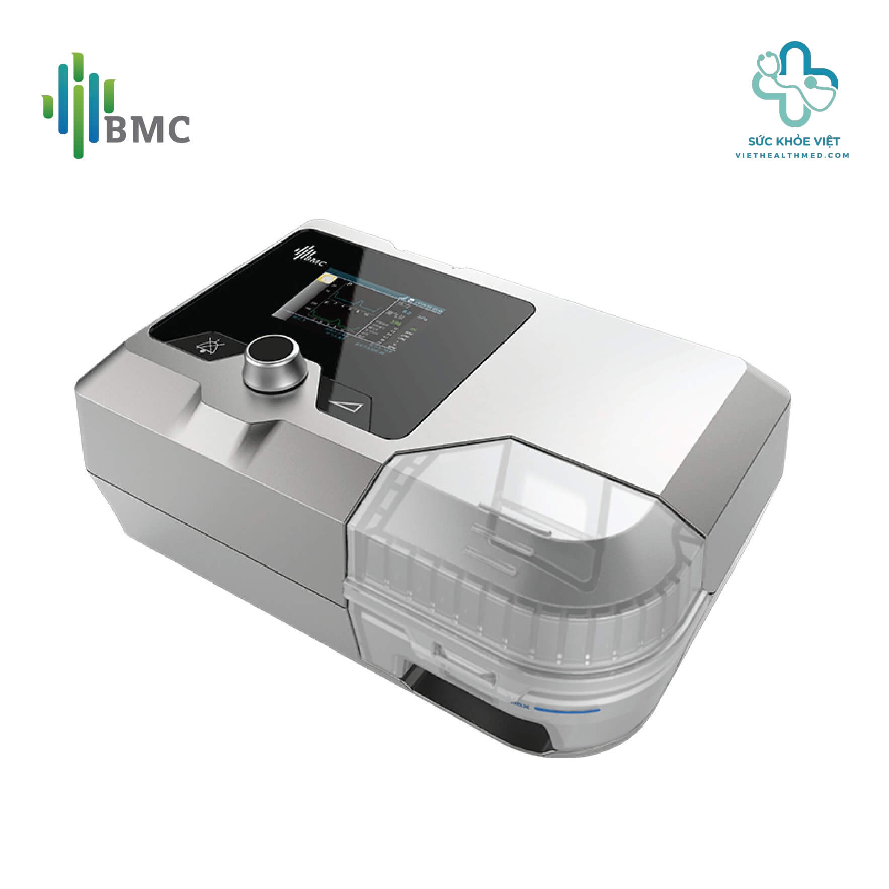 Máy Trợ Thở BMC G2S B25T Hỗ Trợ Hô Hấp Tại Nhà 2 Cận cảnh bình tạo ẩm chống tràn Eco Smart của máy trợ thở BiPAP BMC RESmart G2S B25T
