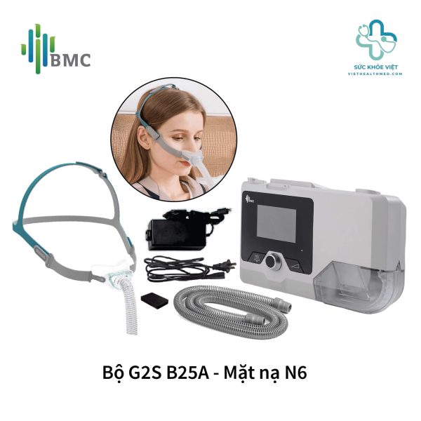 Máy Trợ Thở BMC G2S B25A BPAP Kèm Mặt Nạ BMC N6 33 Bộ Máy Trợ Thở BMC G2S B25A kết hợp mặt nạ BMC N6 tạo thành hệ thống hỗ trợ hô hấp đồng bộ, góp phần nâng cao hiệu quả điều trị và sự thoải mái khi sử dụng.