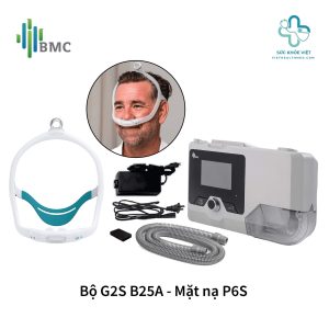 Máy Trợ Thở BMC G2S B25A kết hợp mặt nạ BMC P6S tạo nên giải pháp hỗ trợ liệu pháp PAP đồng bộ, giúp nâng cao sự thoải mái và thuận tiện trong quá trình điều trị lâu dài.
